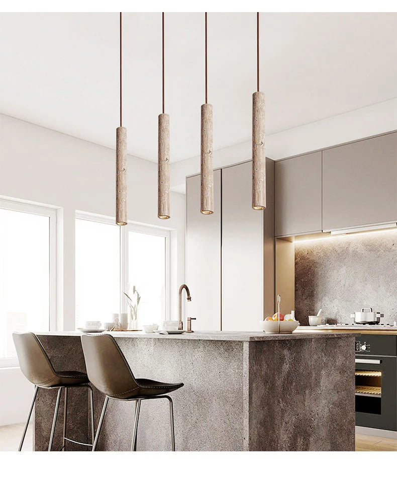 Stone Cylinder Pendant Light