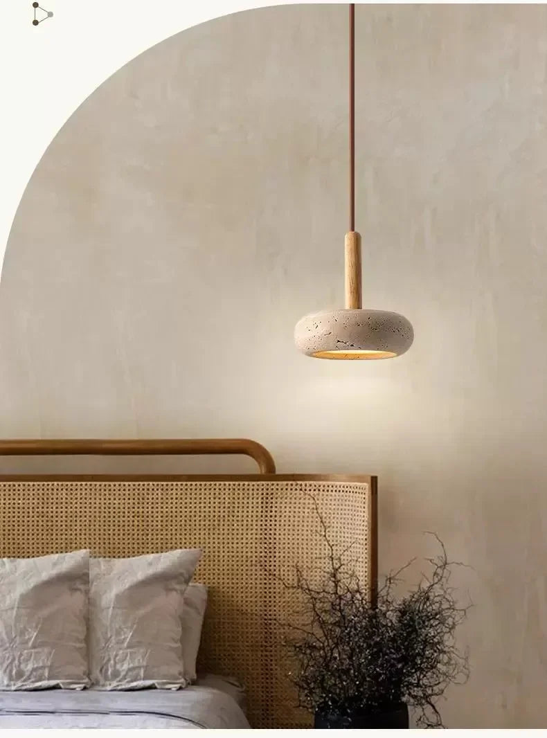 Stone And Wood Pendant Light