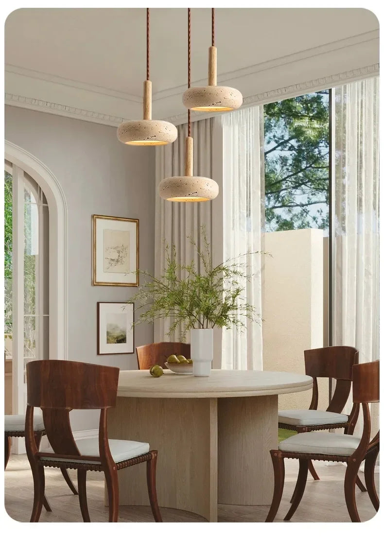 Stone And Wood Pendant Light