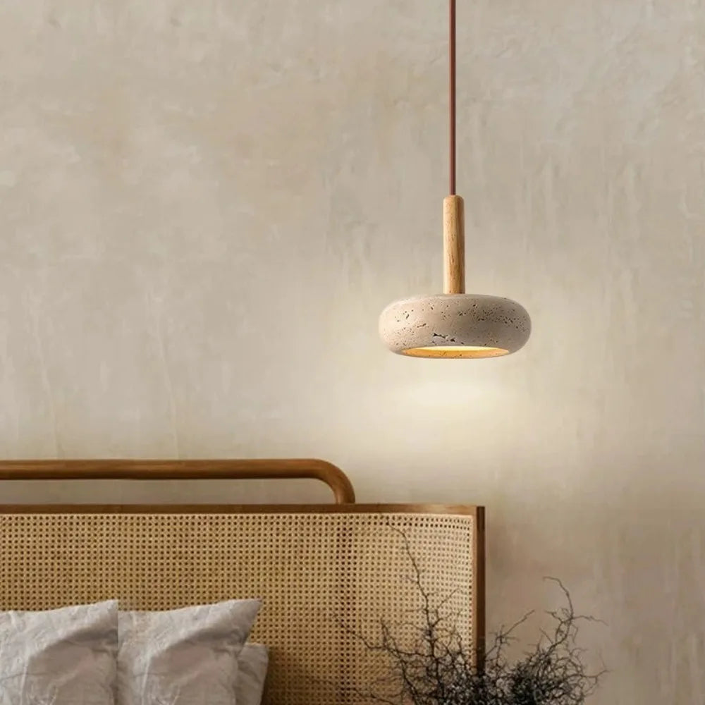 Stone And Wood Pendant Light