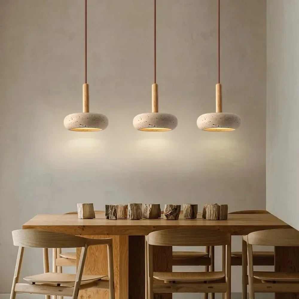 Stone And Wood Pendant Light