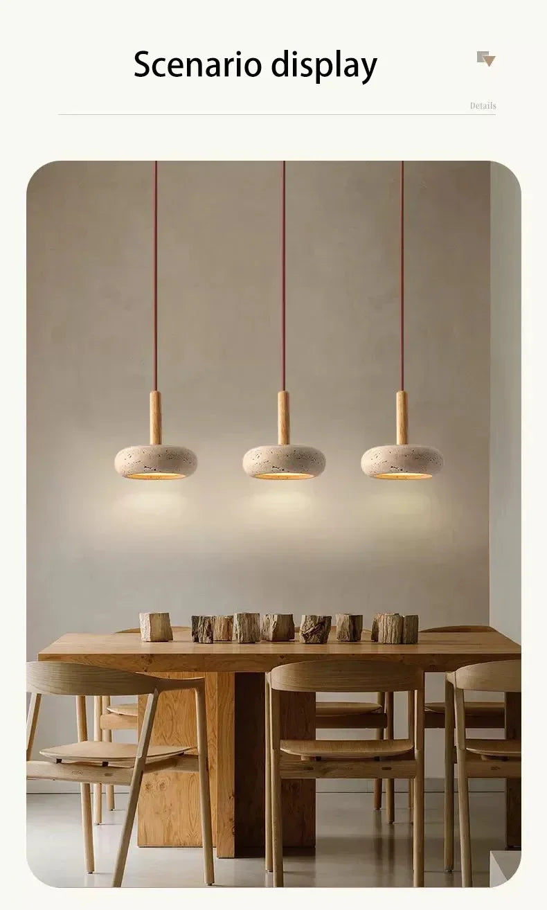 Stone And Wood Pendant Light