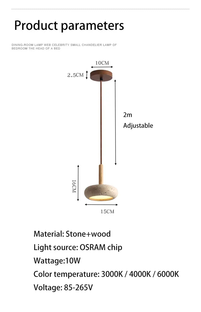 Stone And Wood Pendant Light