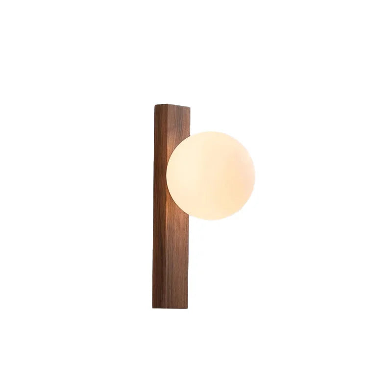 Milk Glass And Walnut Sconce