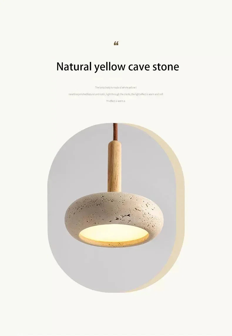 Stone And Wood Pendant Light